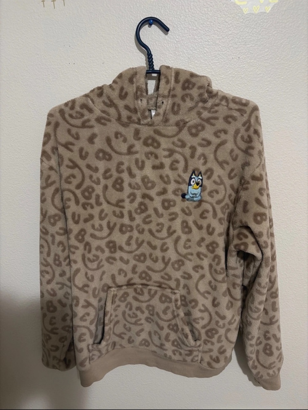 Bluey Plush Hooded Jacket in Beige Leopard Print